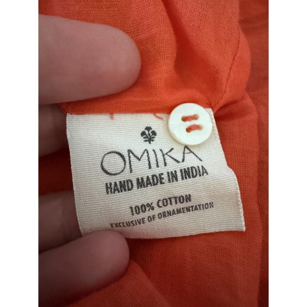 Omika Emeline Maxi Dress Womens Small Orange Vani Papaya Belted Shirt Tiered - Picture 6 of 14
